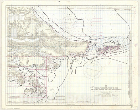 Historic Map : Cape Horn, Chile 1939, Republica Argentina, Republica de Chile, Territorio Nacional de la Tierra del Fuego, de Cabo Penas a Cabo de Hornos , Antique Vintage Reproduction