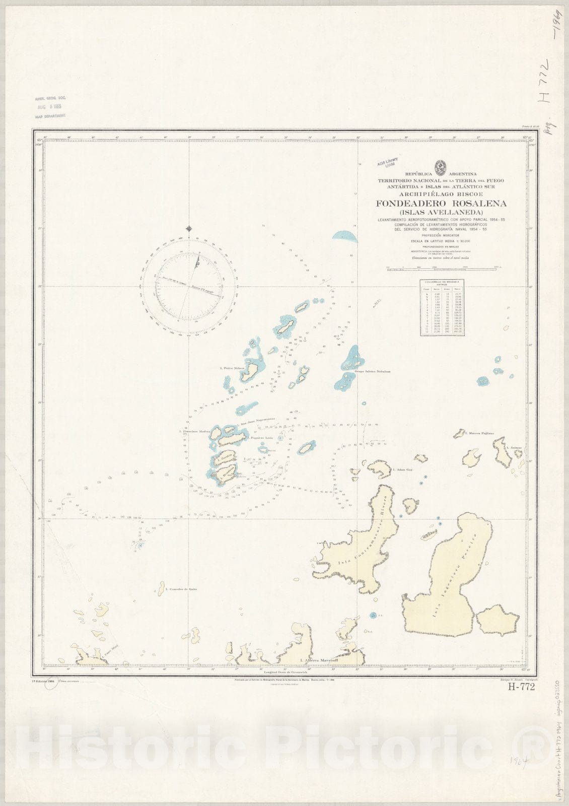 Map : Tierra del Fuego 1964 2, Antique Vintage Reproduction
