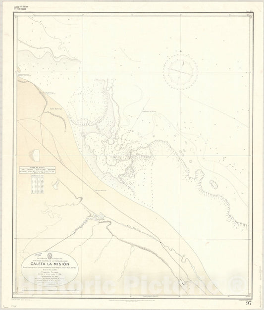 Map : Caleta la Mision, Argentina 1948, Republica Argentina, Territorio de la Tierra del Fuego, Caleta la Mision , Antique Vintage Reproduction