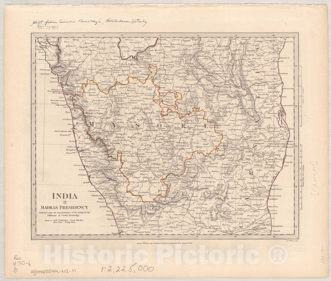 Map : India and Ceylon 1853 7, India and Ceylon , Antique Vintage Reproduction