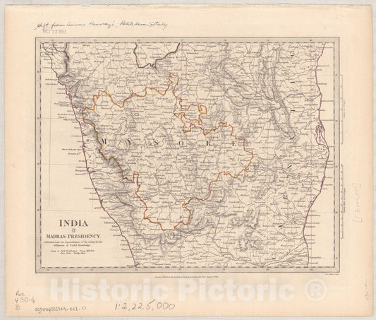Map : India and Ceylon 1853 7, India and Ceylon , Antique Vintage Reproduction