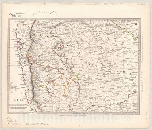 Map : India and Ceylon 1853 8, India and Ceylon , Antique Vintage Reproduction