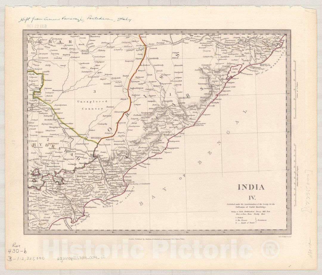 Map : India and Ceylon 1853 10, India and Ceylon , Antique Vintage Reproduction