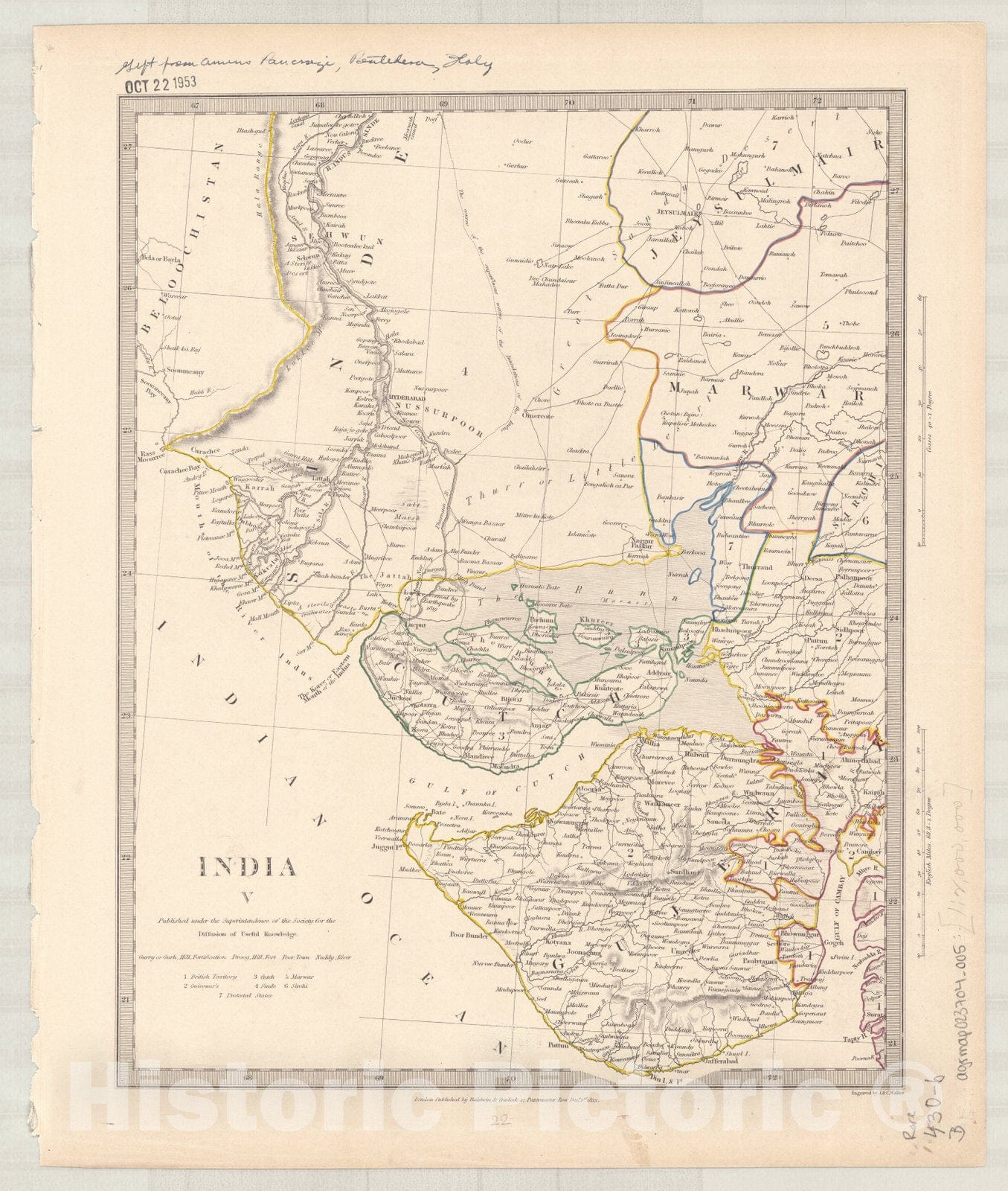 Map : India and Ceylon 1853 11, India and Ceylon , Antique Vintage Reproduction