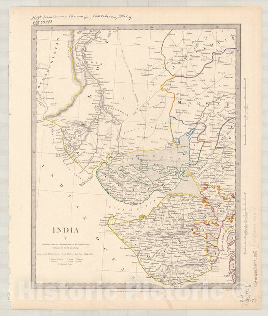 Map : India and Ceylon 1853 11, India and Ceylon , Antique Vintage Reproduction