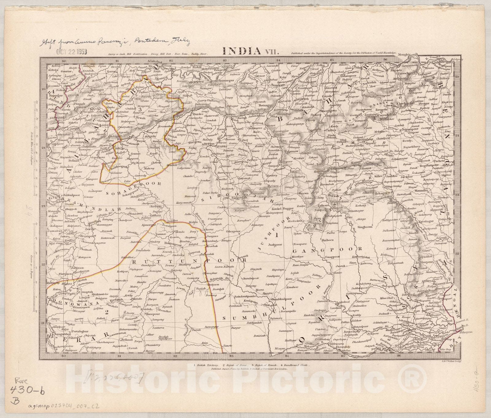 Map : India and Ceylon 1853 12, India and Ceylon , Antique Vintage Reproduction