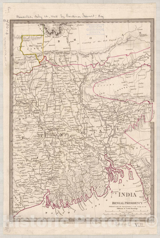 Map : India and Ceylon 1853 16, India and Ceylon , Antique Vintage Reproduction