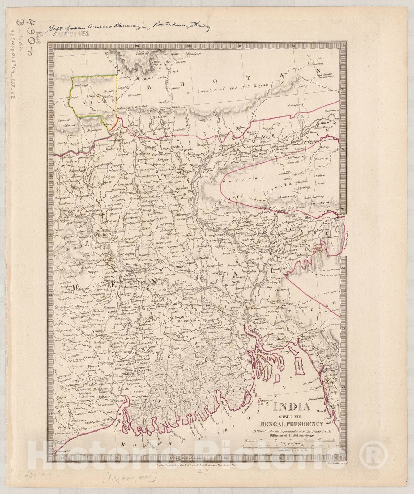 Map : India and Ceylon 1853 13, India and Ceylon , Antique Vintage Reproduction