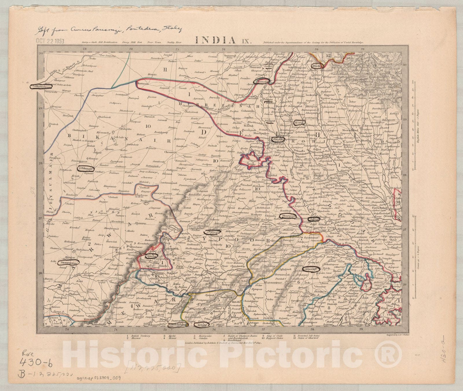 Map : India and Ceylon 1853 17, India and Ceylon , Antique Vintage Reproduction