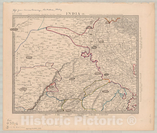 Map : India and Ceylon 1853 17, India and Ceylon , Antique Vintage Reproduction