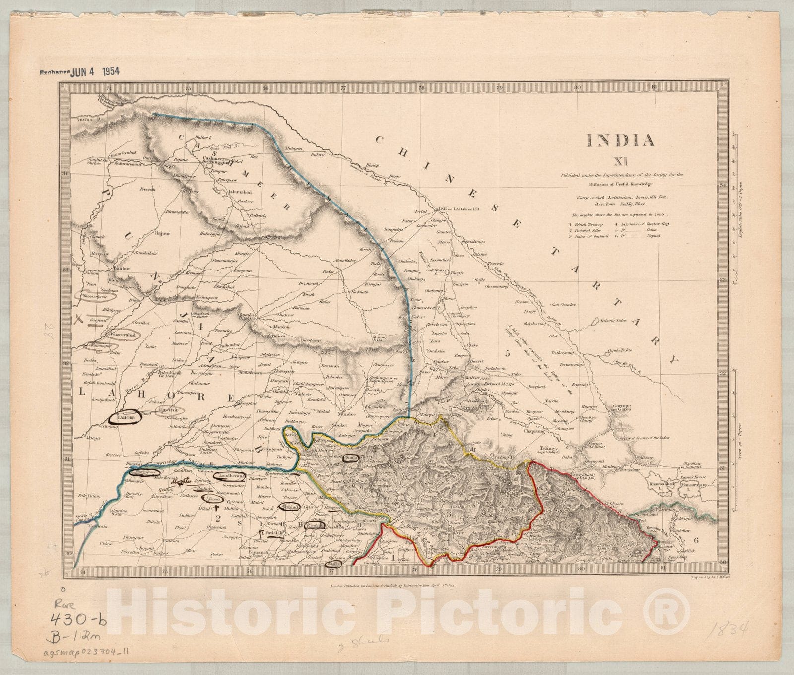 Map : India and Ceylon 1853 14, India and Ceylon , Antique Vintage Reproduction