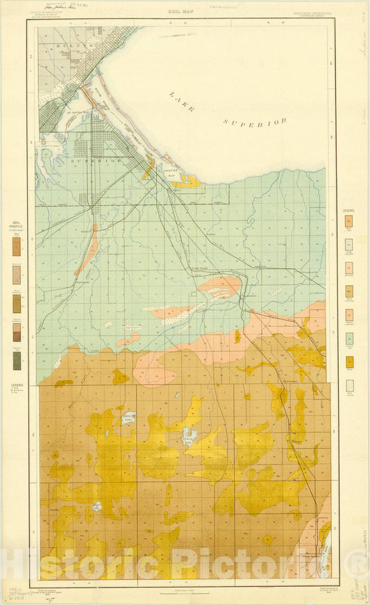 Map : Wood county, Wisconsin 1915 1, Soil map, Wisconsin, Wood County sheet , Antique Vintage Reproduction