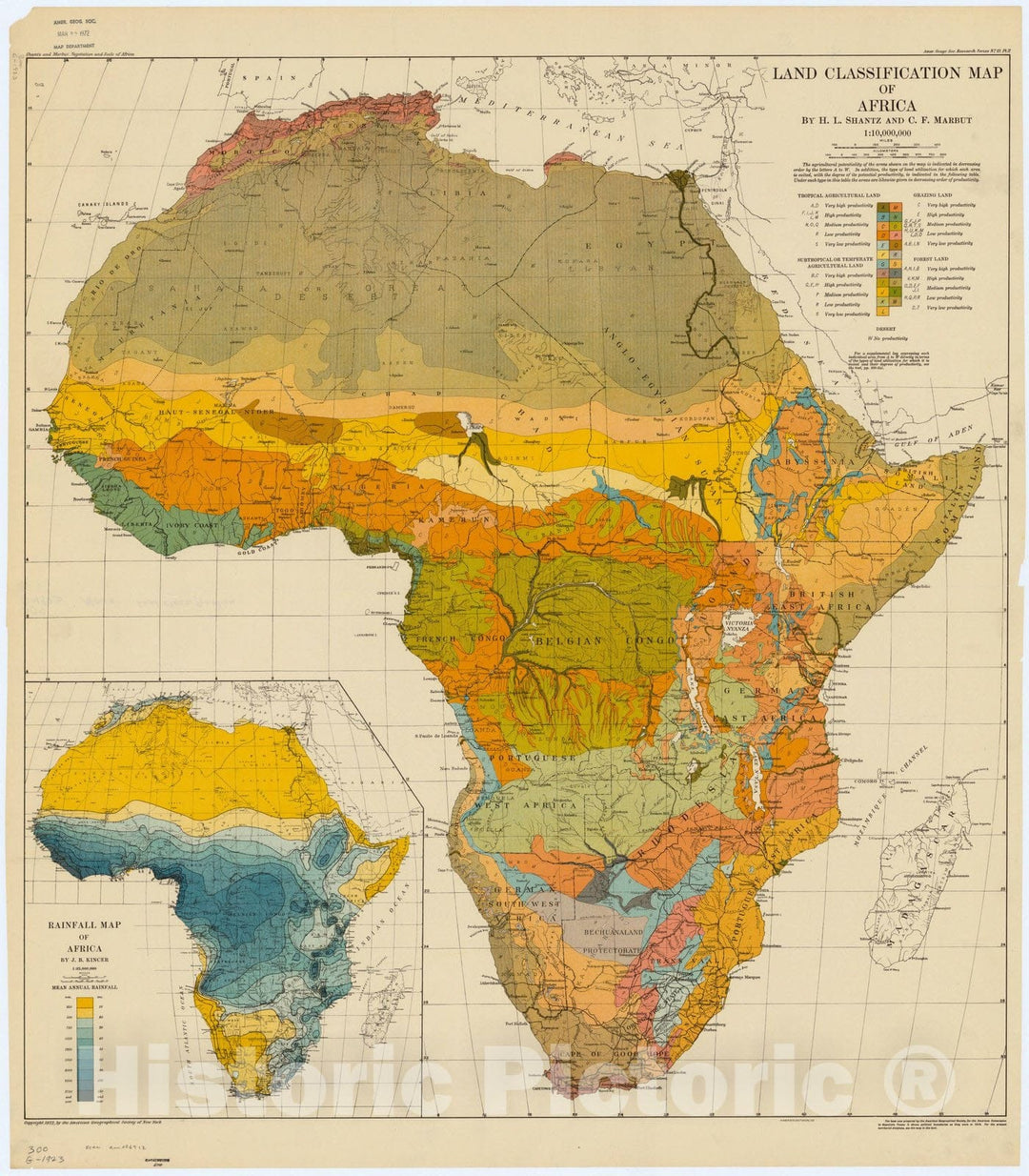 Map : Africa 1923 2, Land classification map of Africa , Antique Vintage Reproduction