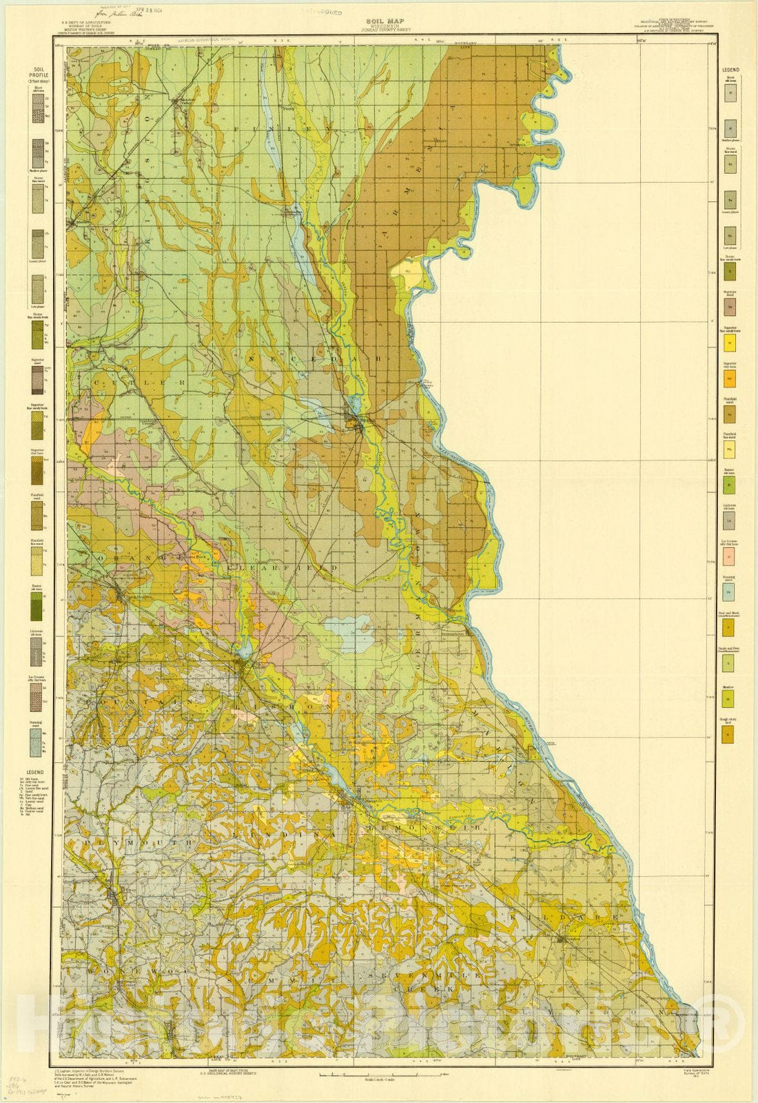 Map : Juneau county, Wisconsin 1911, Soil map, Wisconsin, Juneau County sheet , Antique Vintage Reproduction