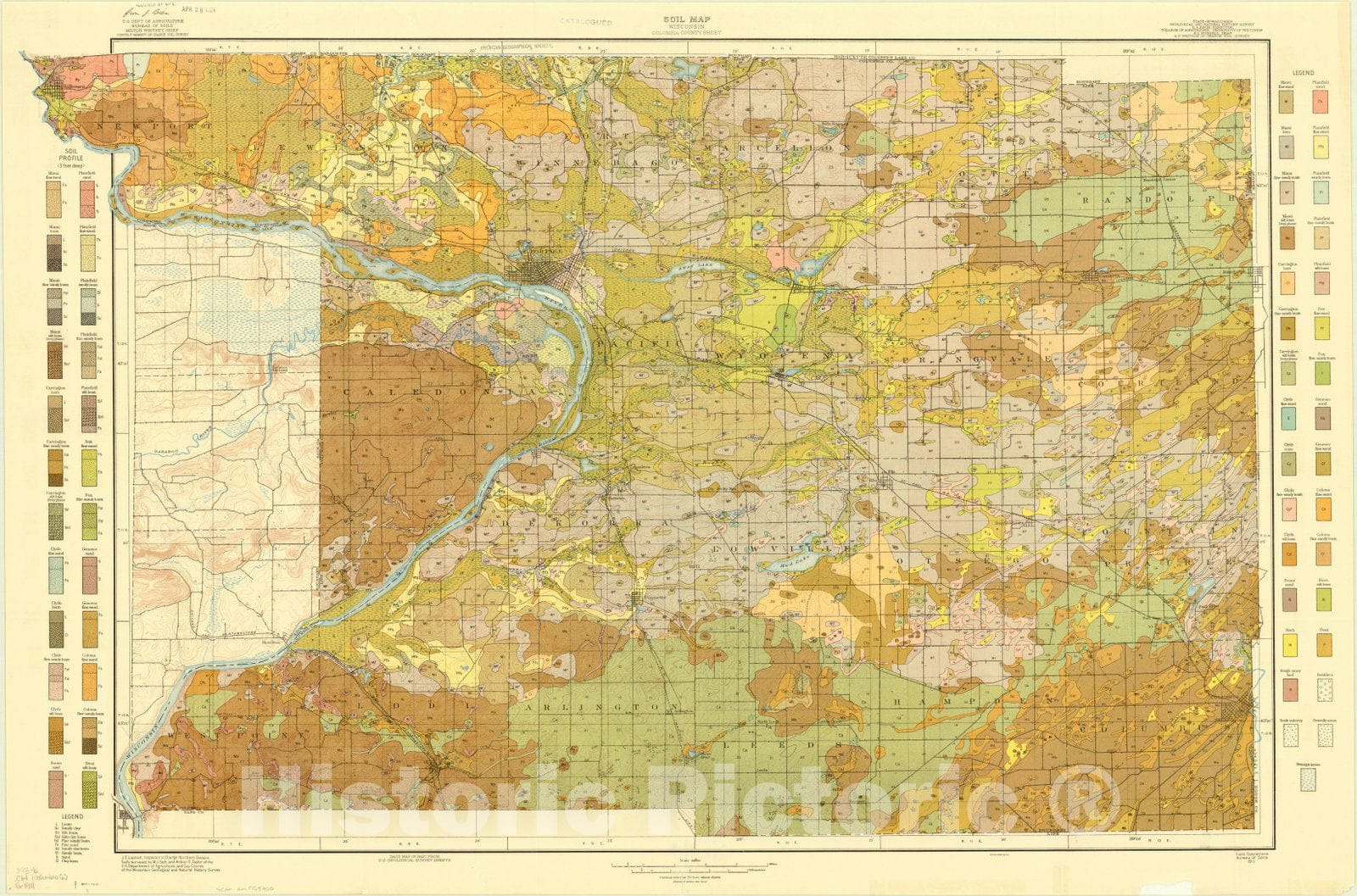 Map : Columbia county, Wisconsin 1911, Soil map, Wisconsin, Columbia County sheet , Antique Vintage Reproduction