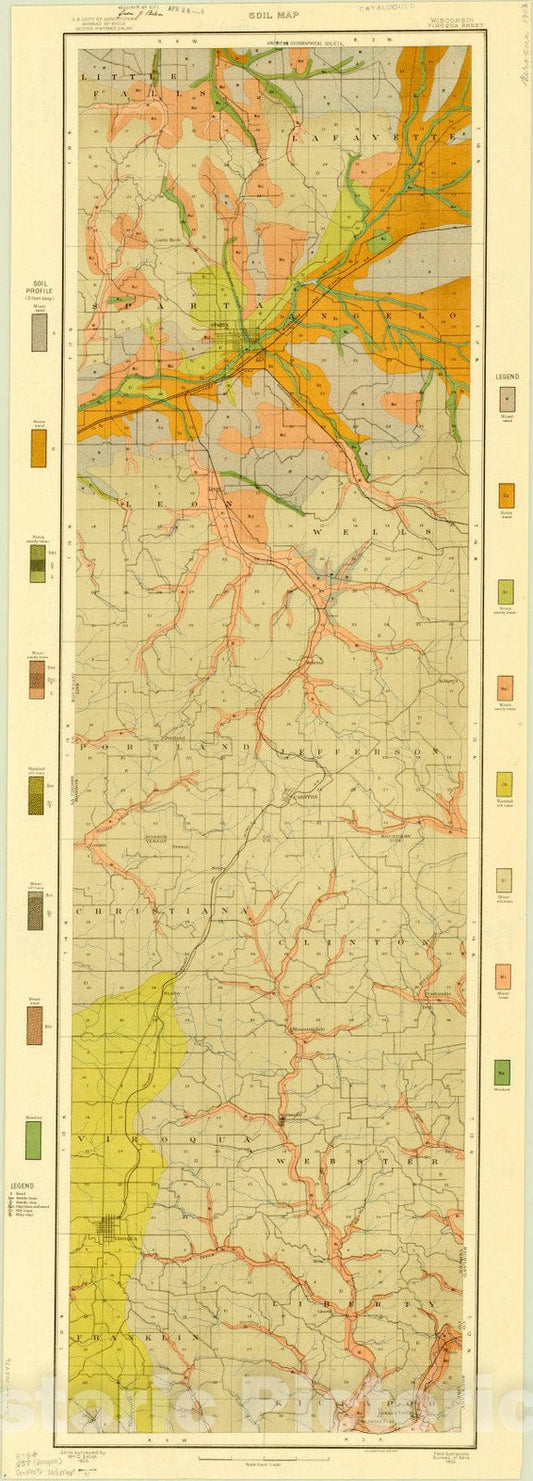 Map : Viroqua, Wisconsin 1903, Soil map, Wisconsin, Viroqua sheet , Antique Vintage Reproduction