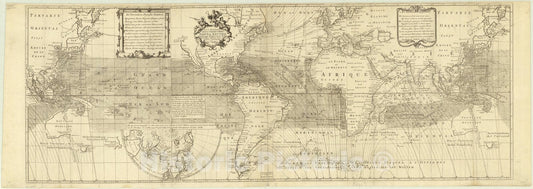Map : World Nautical Chart 1740, Nova & accuratissima totius terrarum orbis tabula nautica variationum magneticarum index juxta observationes anno 1700