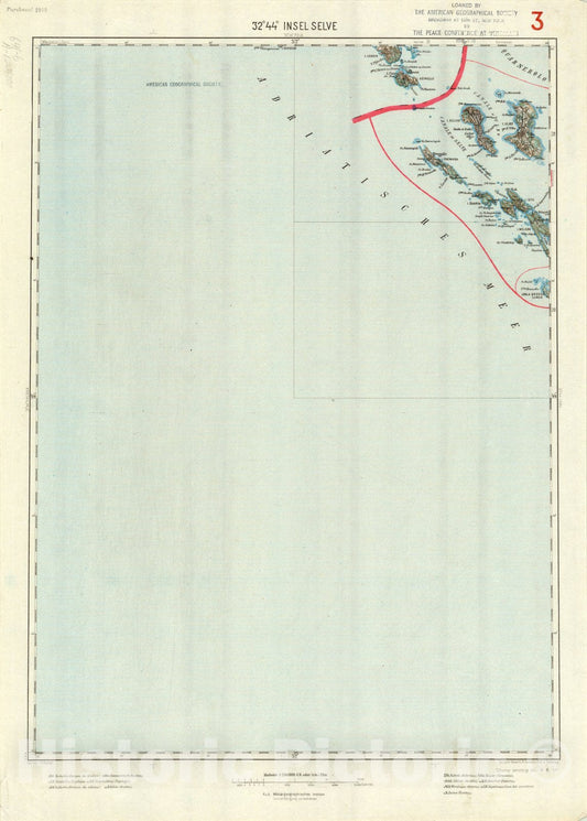 Map : Insel Selve (Silba), Croatia 1913, Generalkarte von Mitteleuropa, Antique Vintage Reproduction