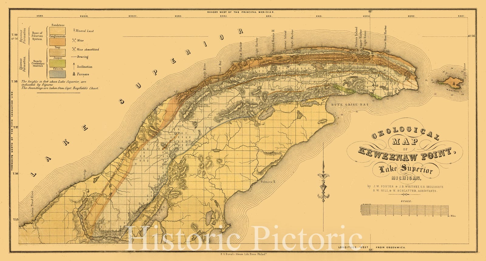 Historic Map : Michigan, Lake Superior Carte geologique du Lac Superie -  Historic Pictoric