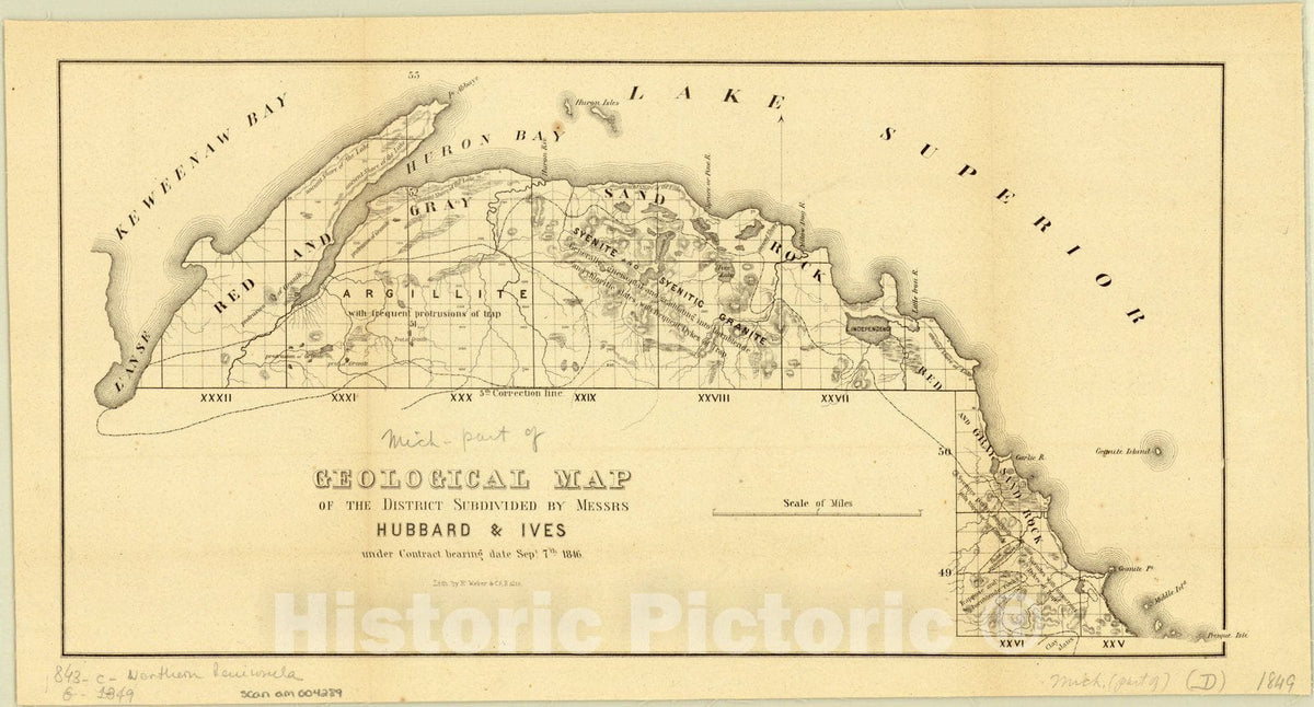 Map : Upper Peninsula Michigan 1849 2, Antique Vintage Reproduction