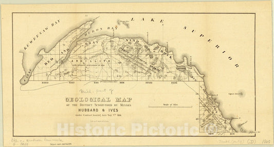 Map : Upper Peninsula Michigan 1849 2, Antique Vintage Reproduction