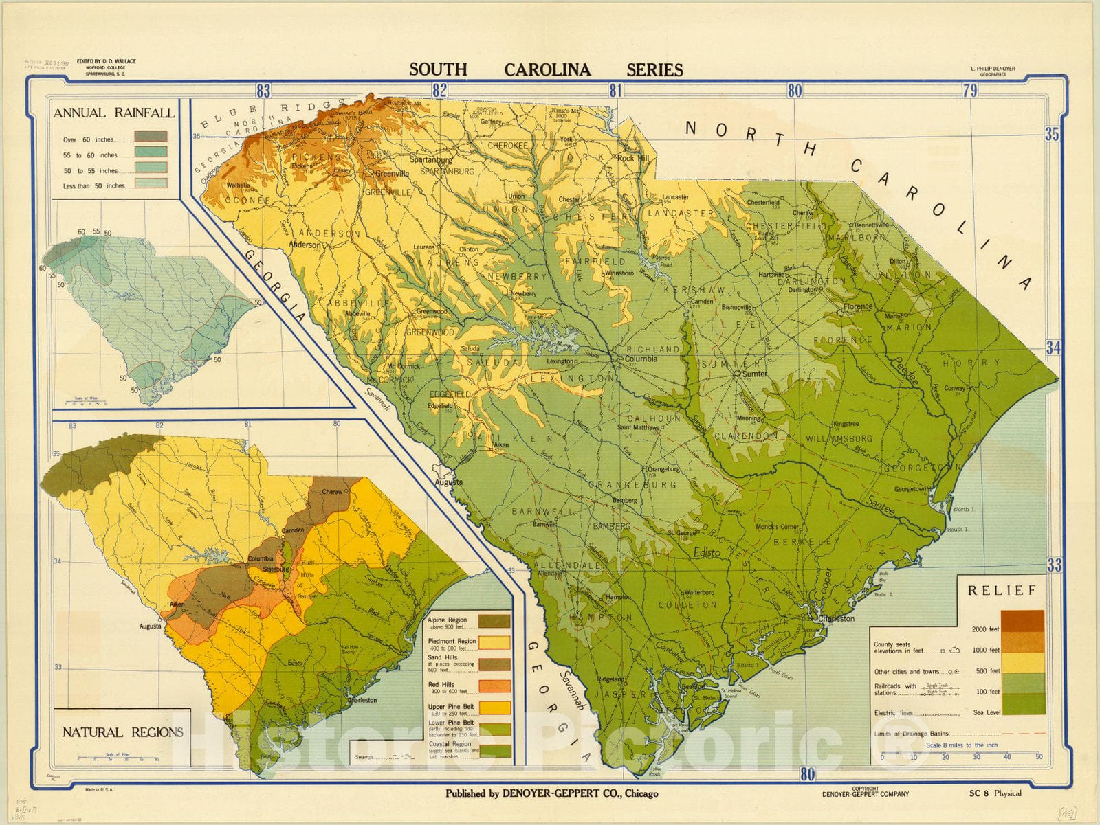 Map : South Carolina 193-? 7, South Carolina history series , Antique Vintage Reproduction