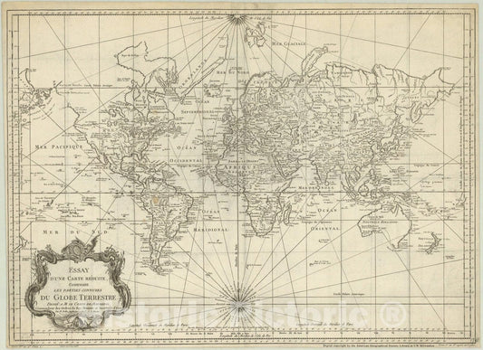 Map : World 1748, Antique Vintage Reproduction