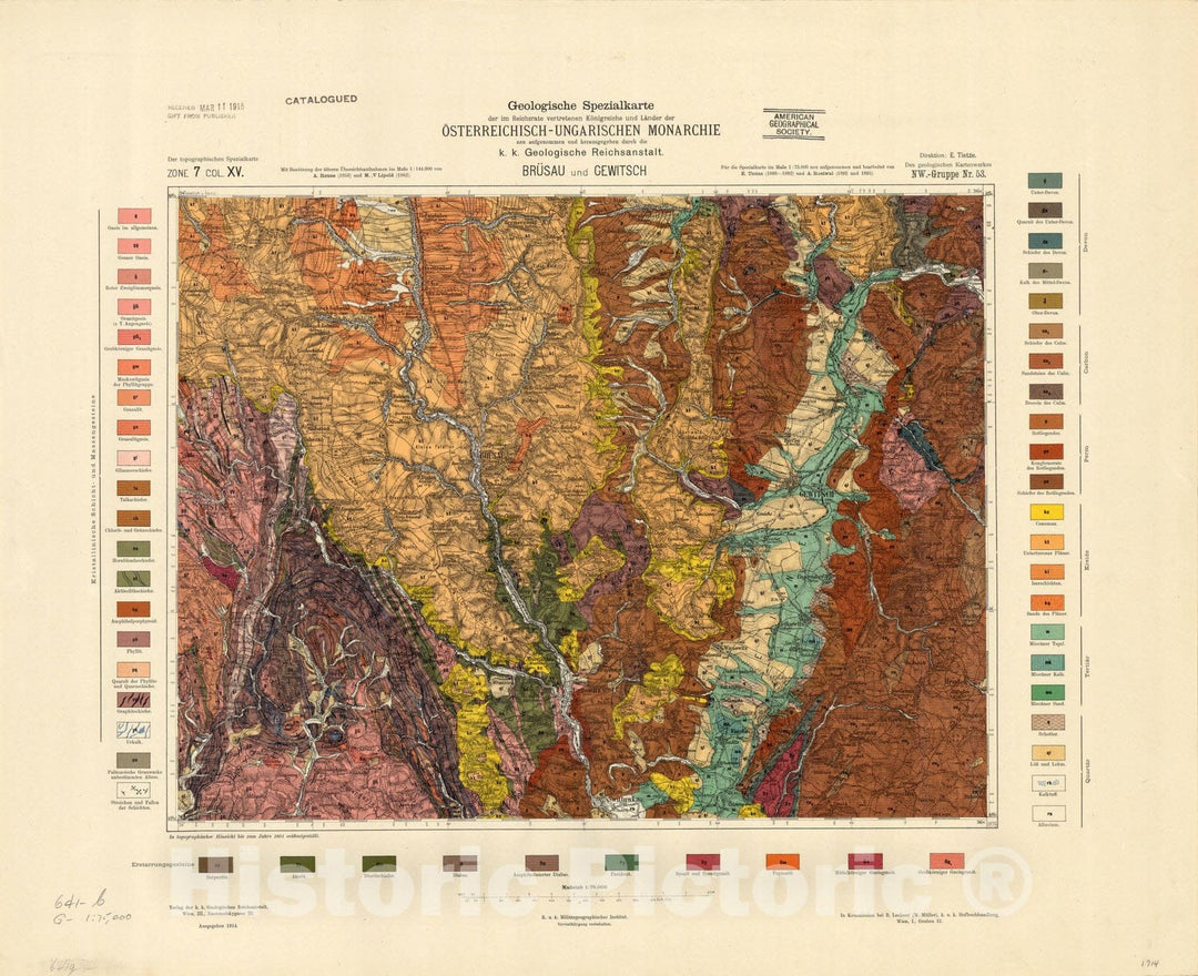 Map : Austria 1912- 17, Geologische Spezialkarte der Republik Osterreich , Antique Vintage Reproduction