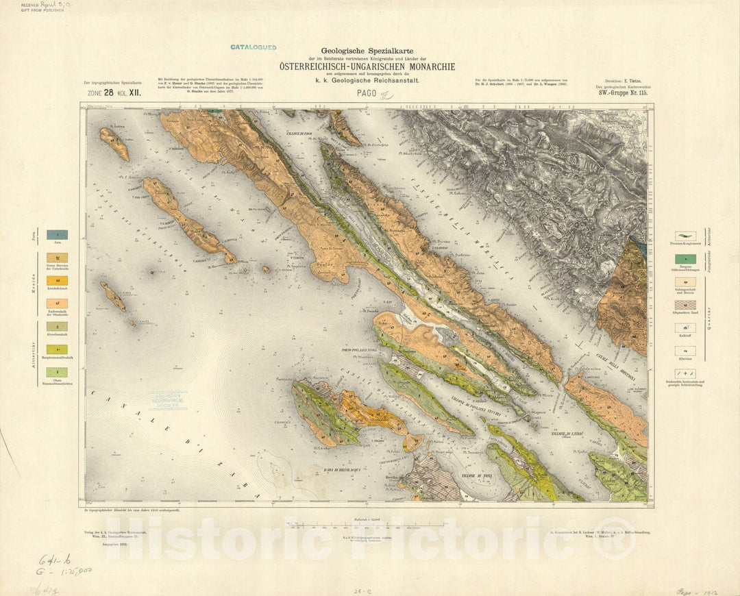 Map : Austria 1912- 8, Geologische Spezialkarte der Republik Osterreich , Antique Vintage Reproduction