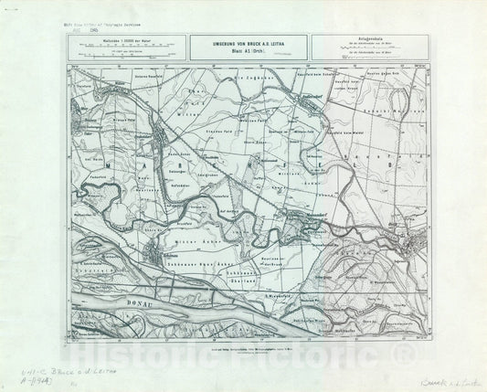 Map : Austria 1944 10, Umgebung von Bruck A.D. Leitha, Antique Vintage Reproduction