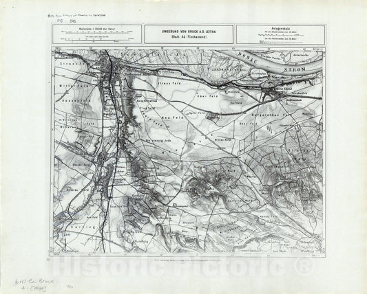 Map : Austria 1944 9, Umgebung von Bruck A.D. Leitha, Antique Vintage Reproduction