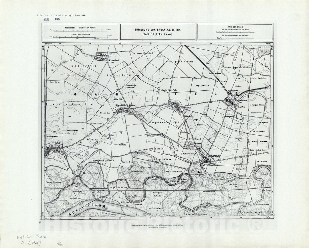 Map : Austria 1944 2, Umgebung von Bruck A.D. Leitha, Antique Vintage Reproduction