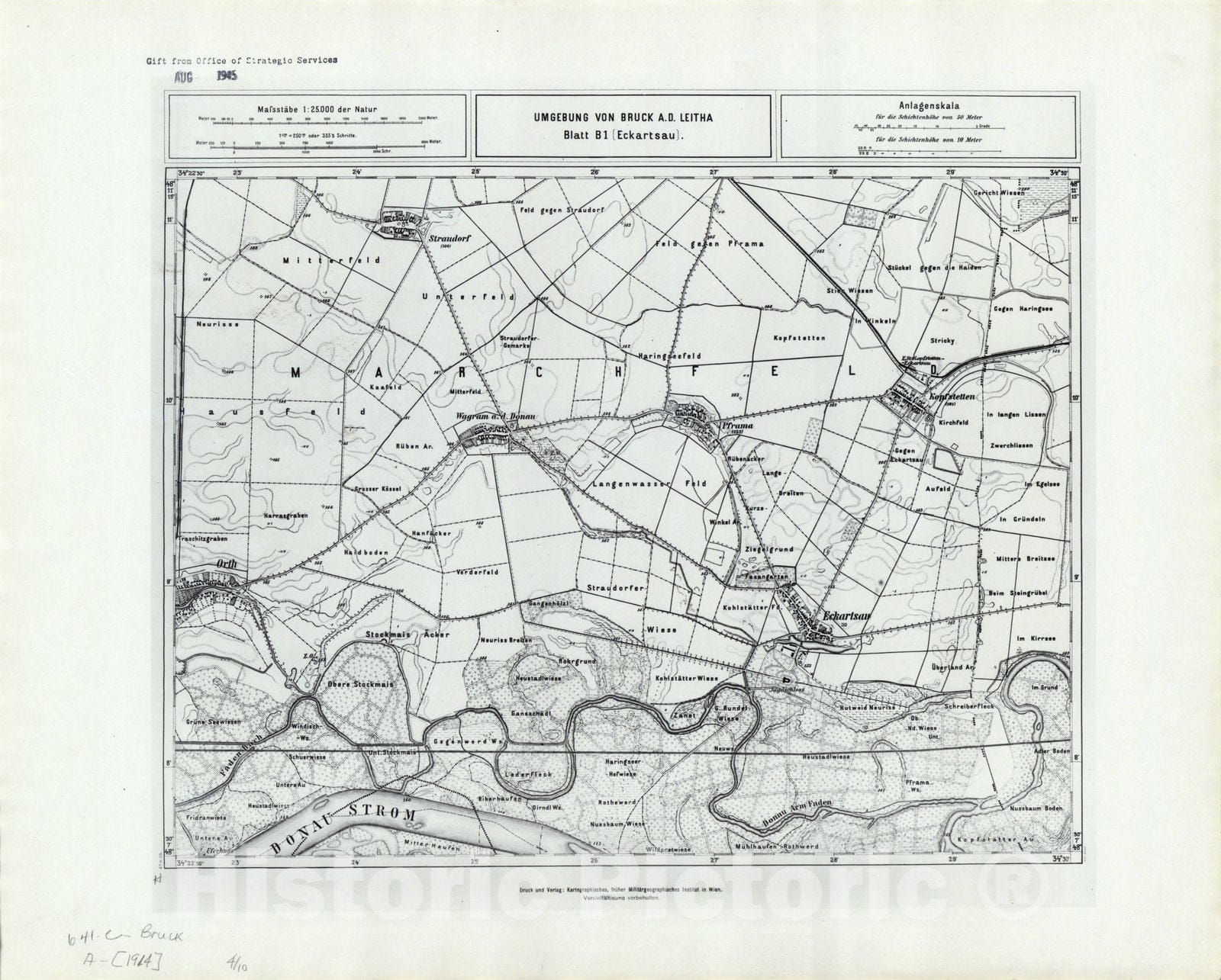 Map : Austria 1944 2, Umgebung von Bruck A.D. Leitha, Antique Vintage Reproduction