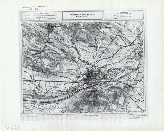 Map : Austria 1944 3, Umgebung von Bruck A.D. Leitha, Antique Vintage Reproduction