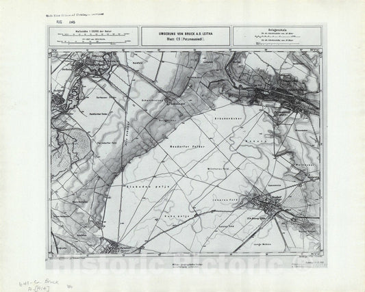 Map : Austria 1944 5, Umgebung von Bruck A.D. Leitha, Antique Vintage Reproduction