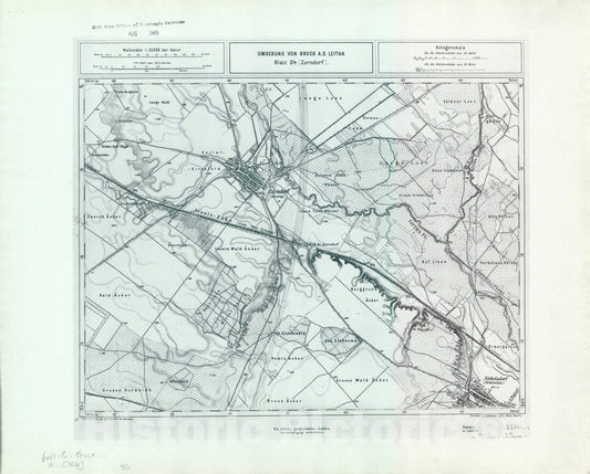 Map : Austria 1944 7, Umgebung von Bruck A.D. Leitha, Antique Vintage Reproduction