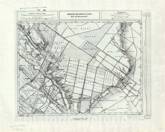 Map : Austria 1944 8, Umgebung von Bruck A.D. Leitha, Antique Vintage Reproduction