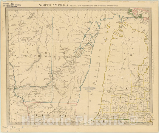 Map : Michigan territory 1833, North America Sheet V : the North West and Michigan Territories , Antique Vintage Reproduction