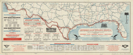 Map : Southern United States 1916, Antique Vintage Reproduction