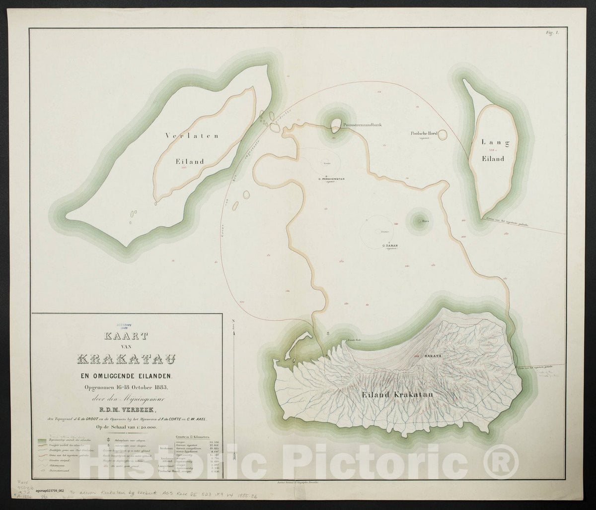 Map : Krakatau 1886 4, Krakatau , Antique Vintage Reproduction