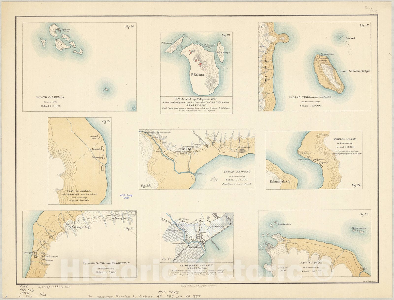 Map : Krakatau 1886 2, Krakatau , Antique Vintage Reproduction