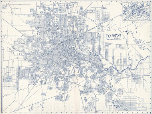 Map : Houston, Texas 1941, Houston, Texas , Antique Vintage Reproduction