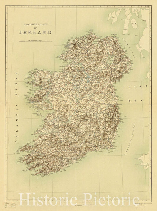 Map : Ireland 1906, Ordnance Survey of Ireland, Antique Vintage Reproduction
