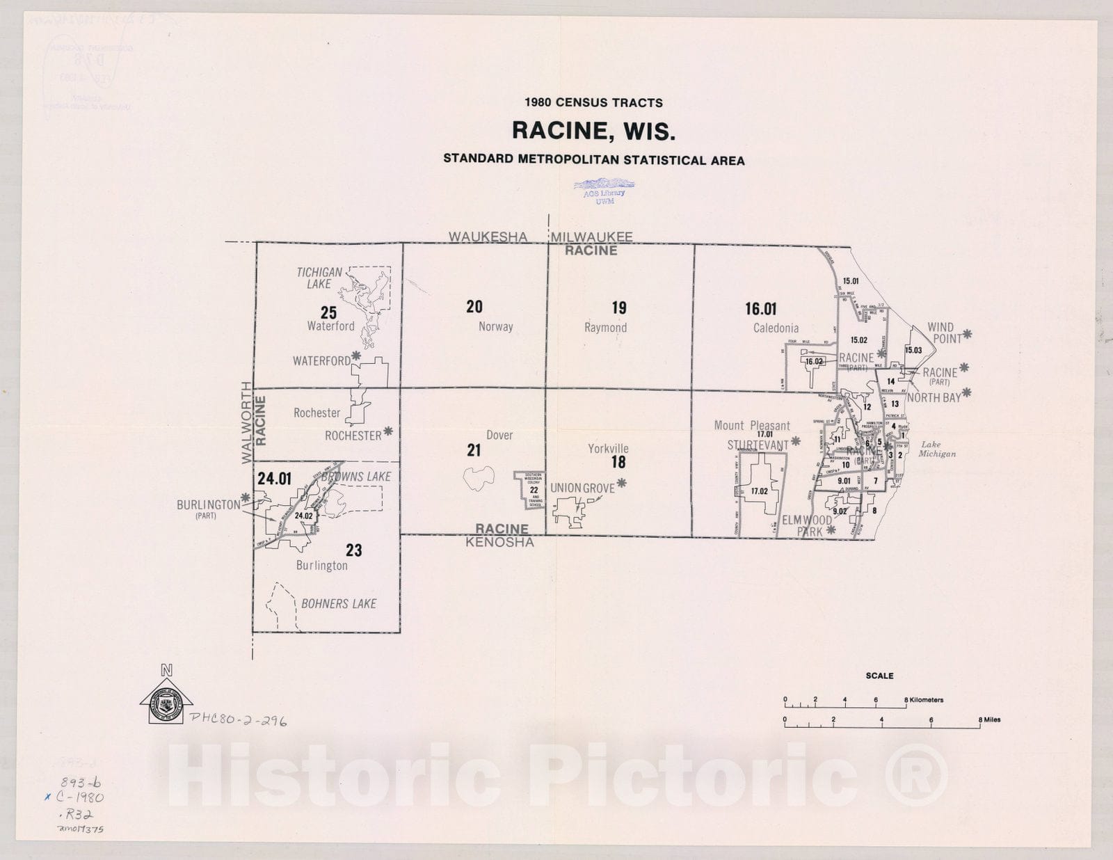 Historic Map : Racine, Wisconsin 1980, 1980 census of population and housing, census tracts : maps, Racine, Wis., standard metropolitan statistical area, Antique Vintage Reproduction