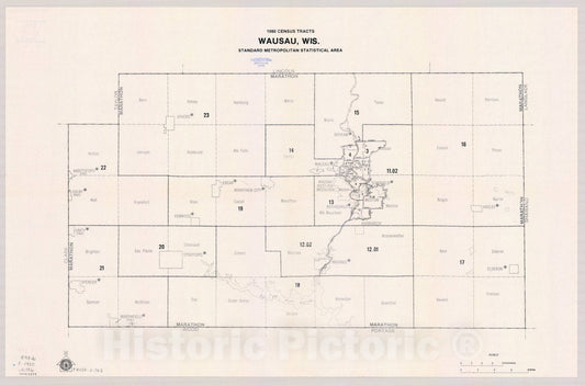 Historic Map : Wausau, Wisconsin 1980, 1980 census of population and housing, census tracts : maps, Wausau, Wis., standard metropolitan statistical area, Antique Vintage Reproduction