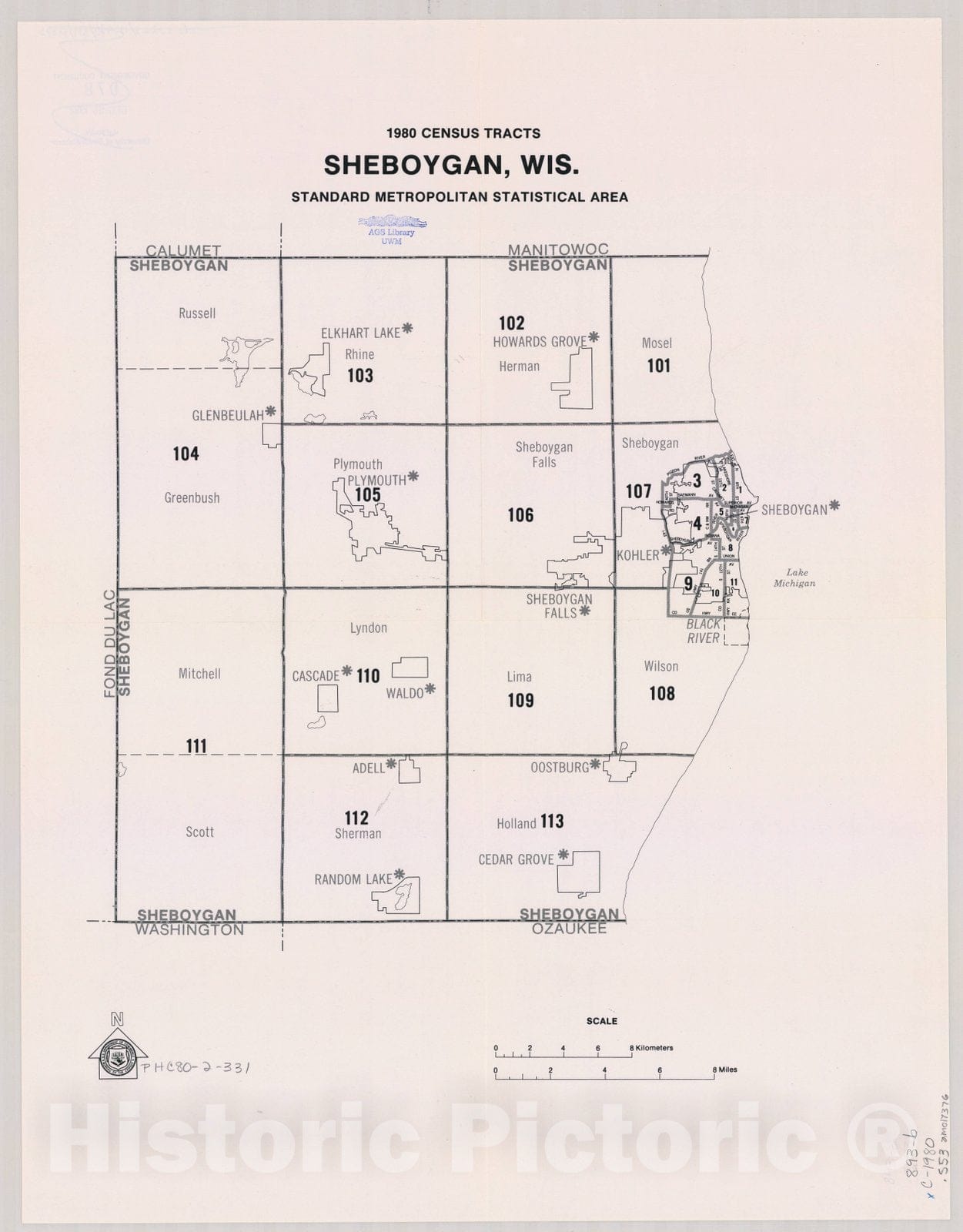 Map : Sheboygan, Wisconsin 1980, 1980 census of population and housing, census tracts : maps, Sheboygan, Wis., standard metropolitan statistical are