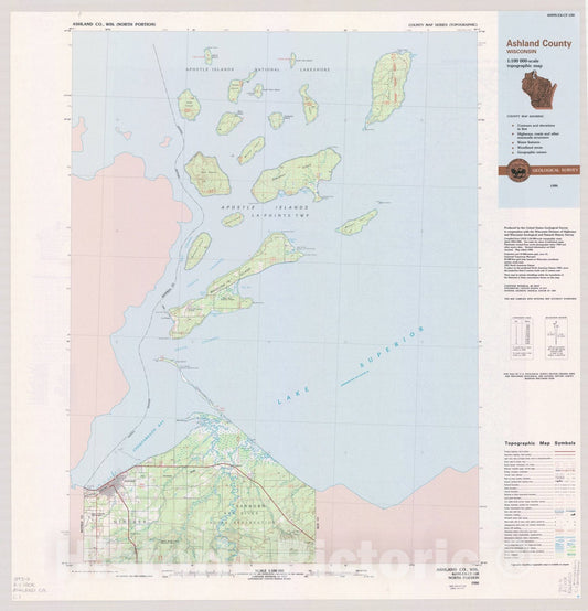 Map : Ashland county, Wisconsin 1986 2, County map series (topographic), [Wisconsin] , Antique Vintage Reproduction