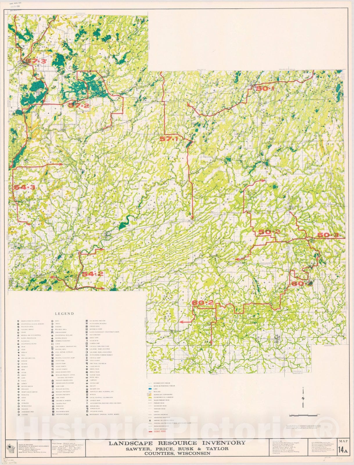 Map : Sawyer, Price, Rusk & Taylor counties, Wisconsin 1964 2, Landscape resource inventory ... Wisconsin. , Antique Vintage Reproduction
