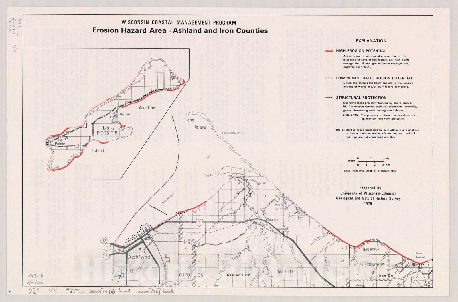 Map : Ashland and Iron counties, Wisconsin 1979 2, Erosion hazard areas , Antique Vintage Reproduction