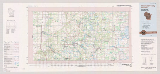 Map : Waushara County, Wisconsin 1986, County map series (topographic), [Wisconsin] , Antique Vintage Reproduction